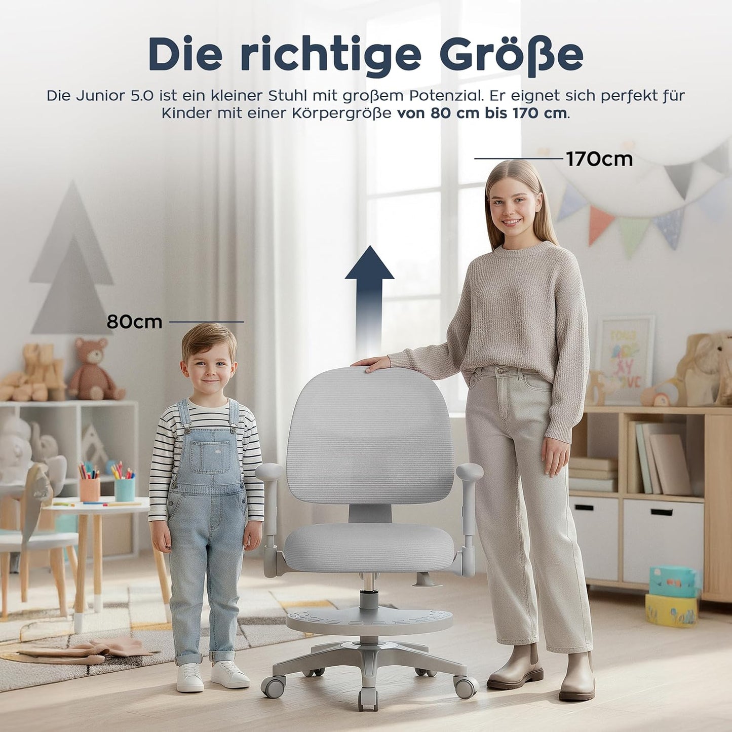 Junior 5.0 ergonomischer Kinder-Schreibtischstuhl, Junior 5.0 Grau