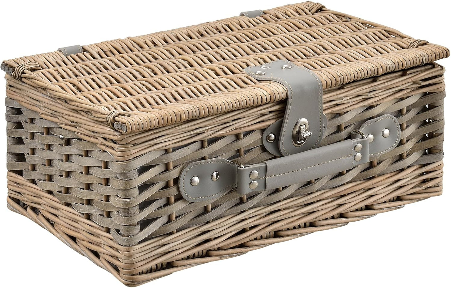 Picknickkorb-Set für 2 Personen mit Kühltasche, Blau-weiss 38 x 25 x 16 cm