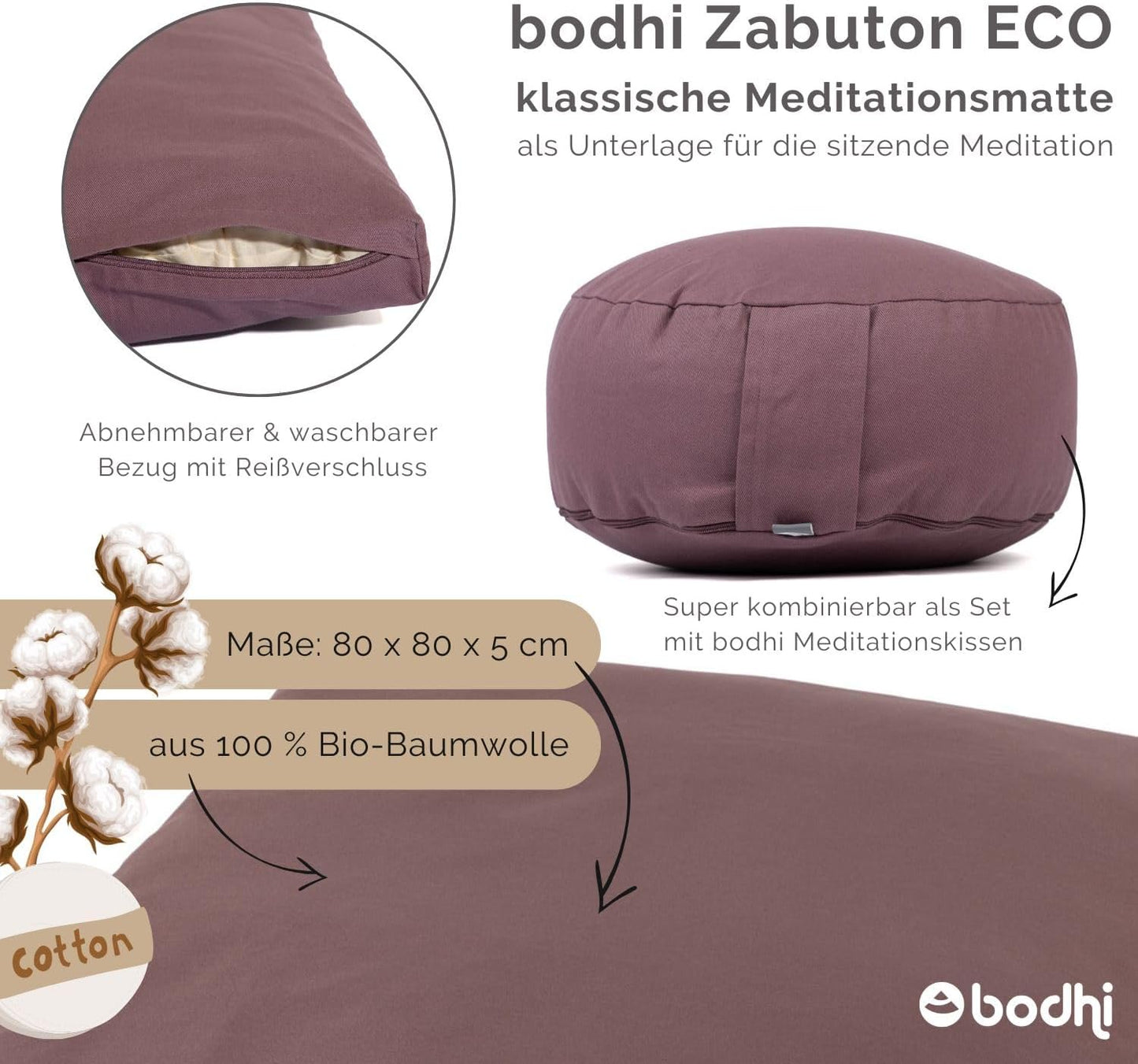 Meditationsmatte Zabuton, dusty purple
