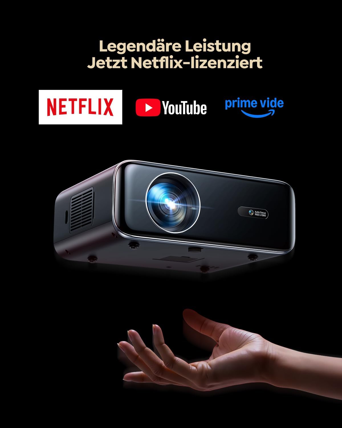 P62 Pro Smart Beamer mit Netflix & Dolby Audio, 4K Unterstützung, M dunkelschwarz