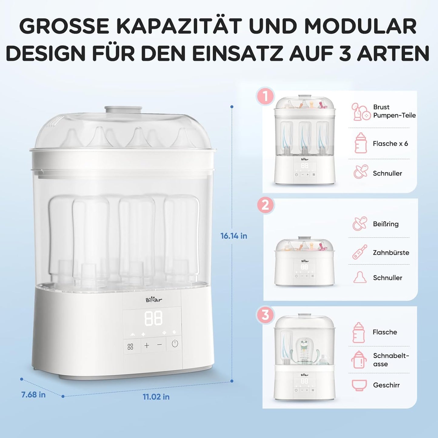 4-in-1 Babyflaschen-Sterilisator mit Trocknerfunktion
