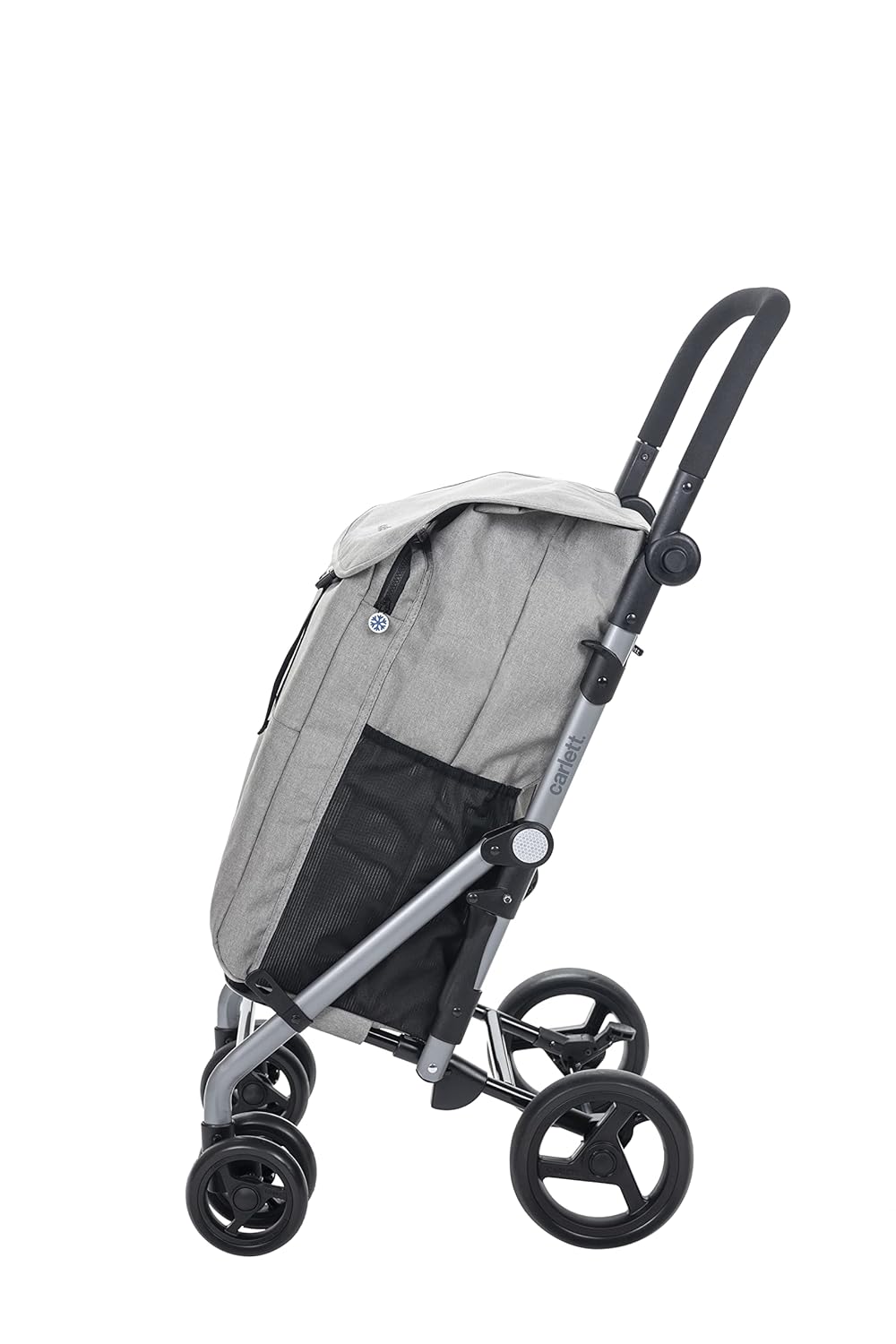 Faltbarer Einkaufswagen mit 4 Rädern und Thermotasche, 53L, Grau