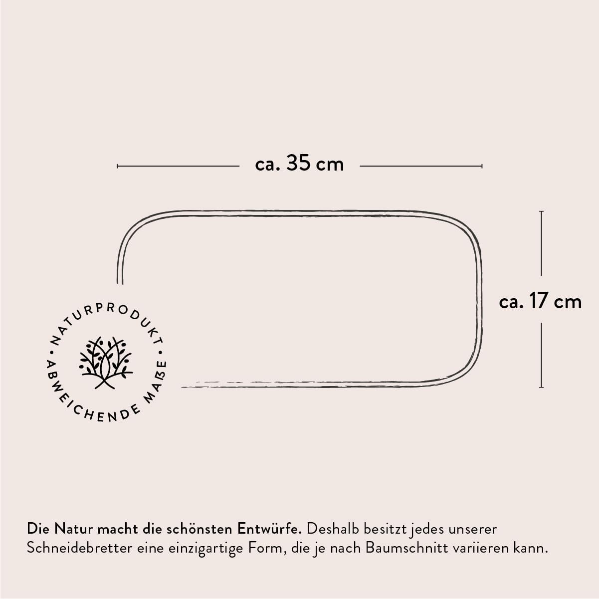 Schneide- und Servierbrett aus Olivenholz, 35 cm, 35L x 17B cm