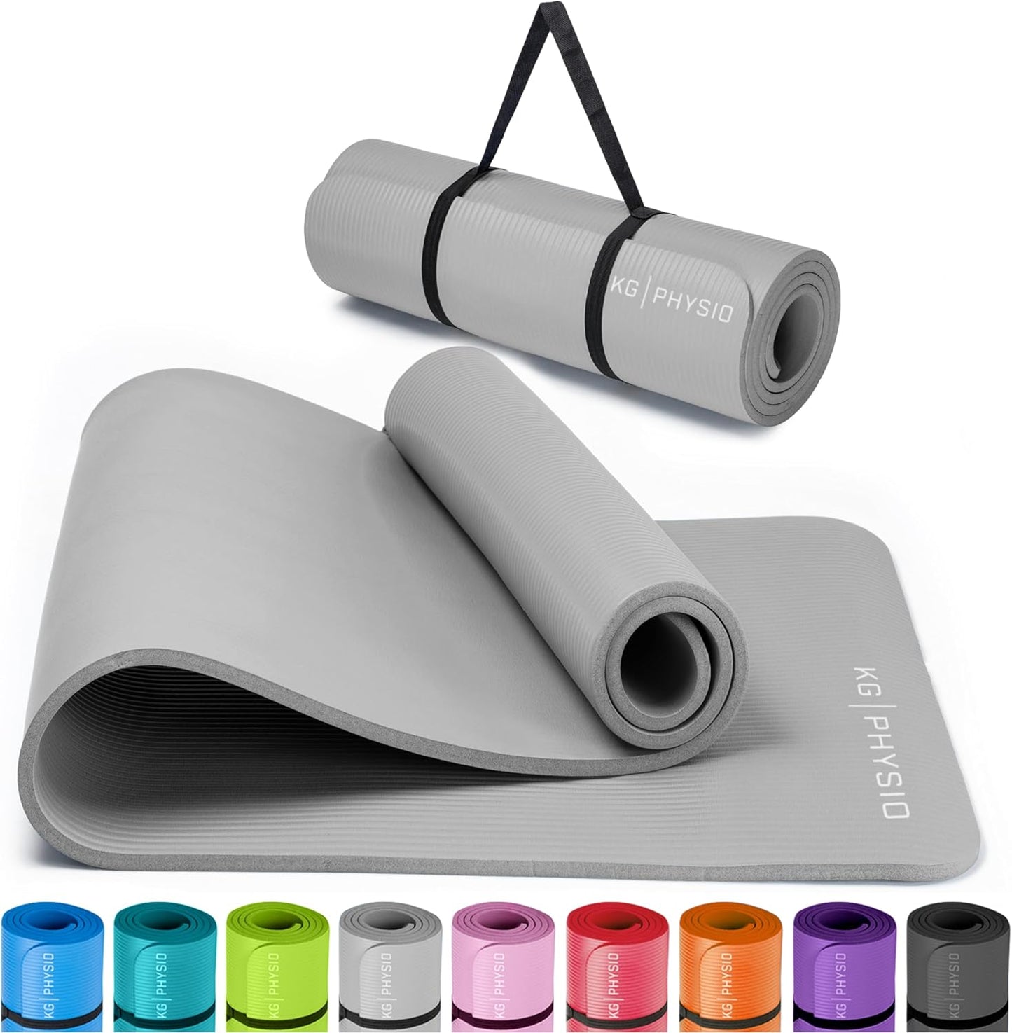 Rutschfeste Yogamatte mit Tragegurt, Grey