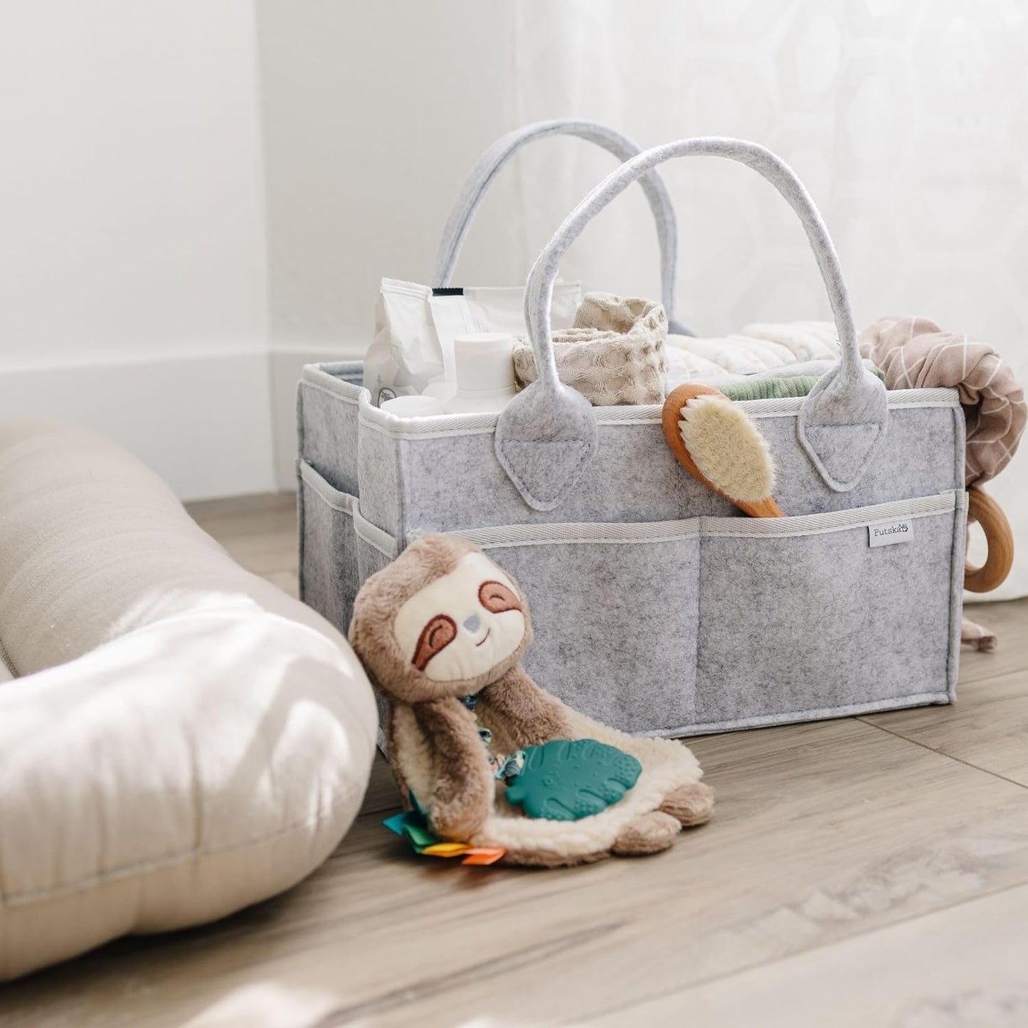 Wickel-Organizer für Wickelstation & Babygeschenk, Grau Standardgrösse