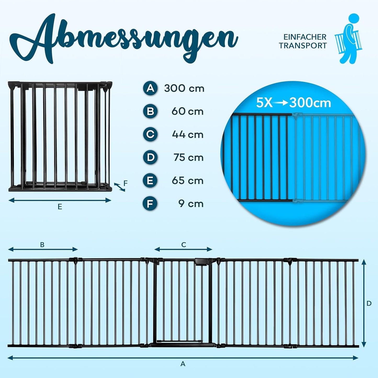 Kaminschutzgitter, Schwarz 300 cm