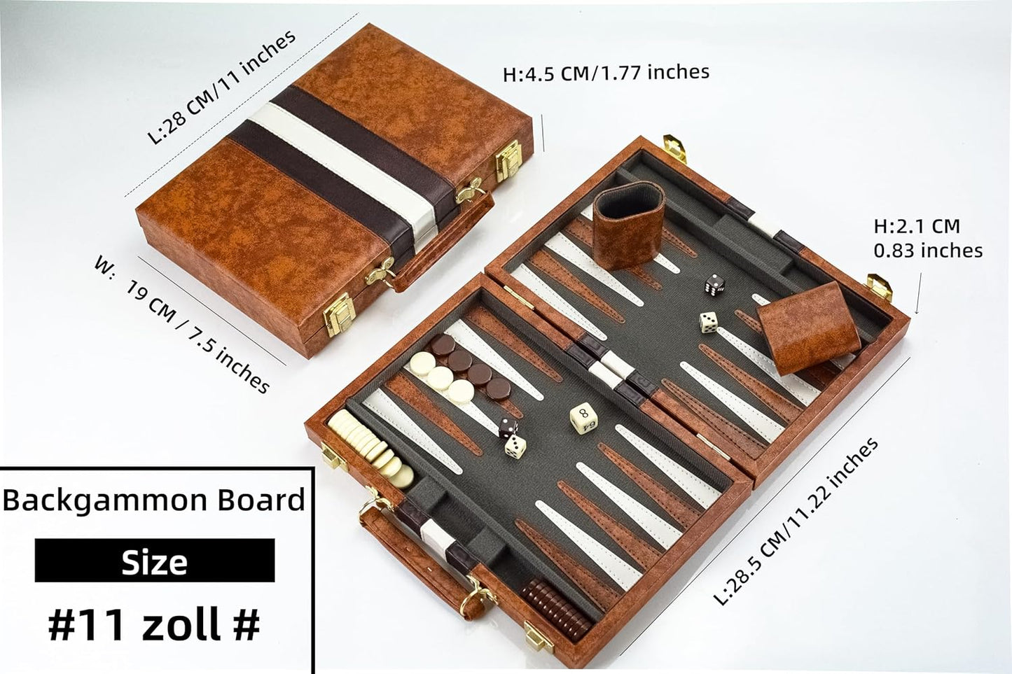 Backgammon Spielset, Braun-11 Zoll