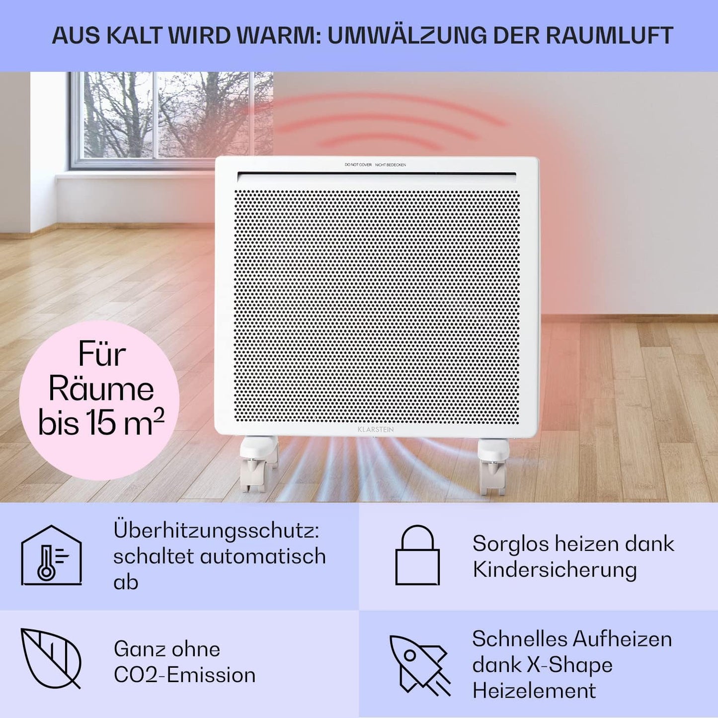 2-in-1 Heizgerät, 1000 Watt ; Weiss