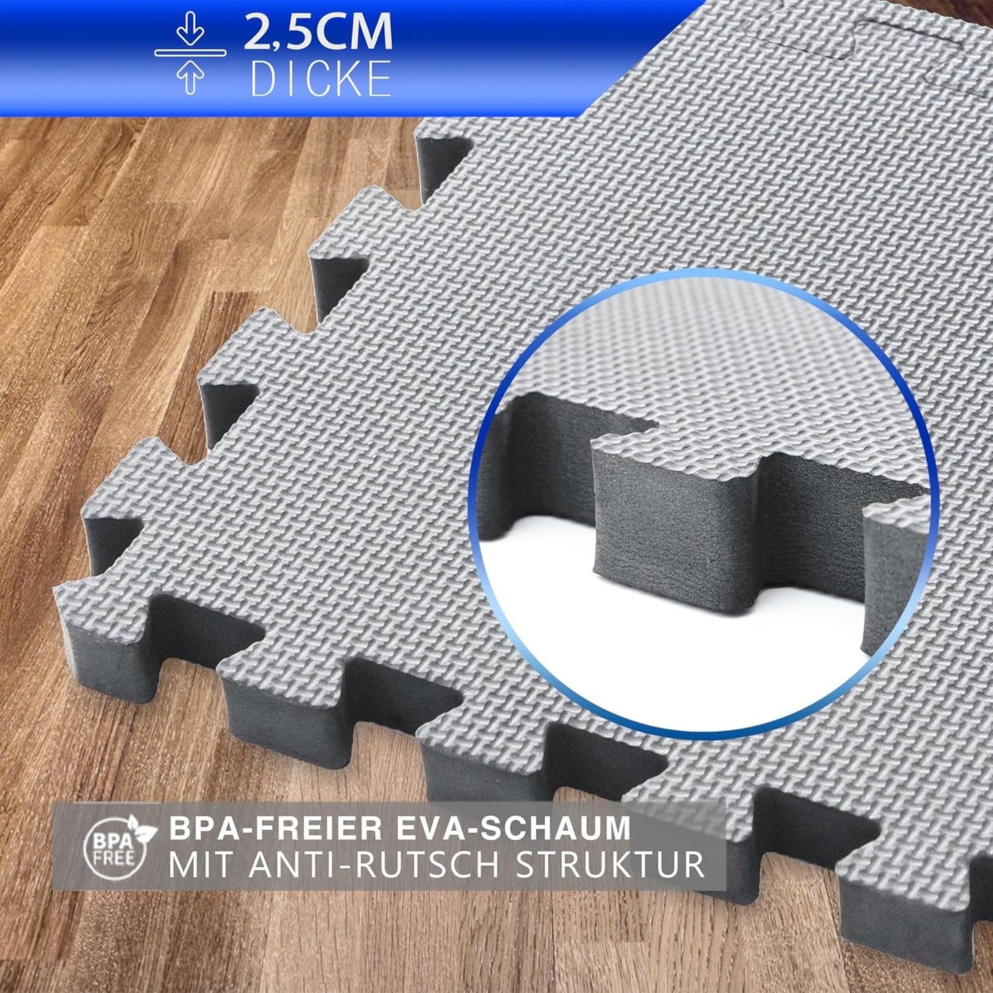 18-teiliges Puzzlematten-Set, 18 Stück = 1.74 M² - Grau