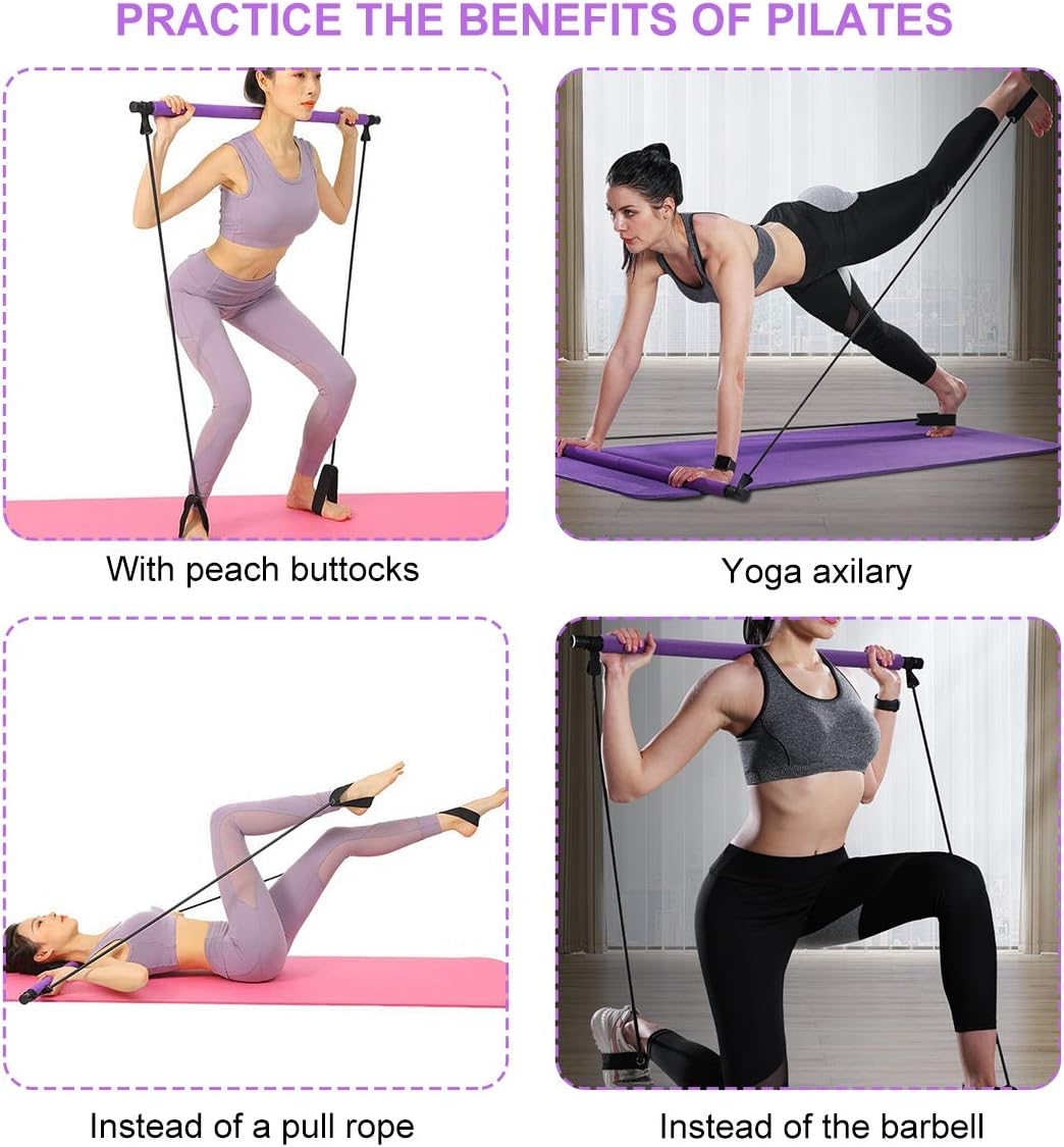 Pilates Bar Kit mit Widerstandsband für Ganzkörpertraining