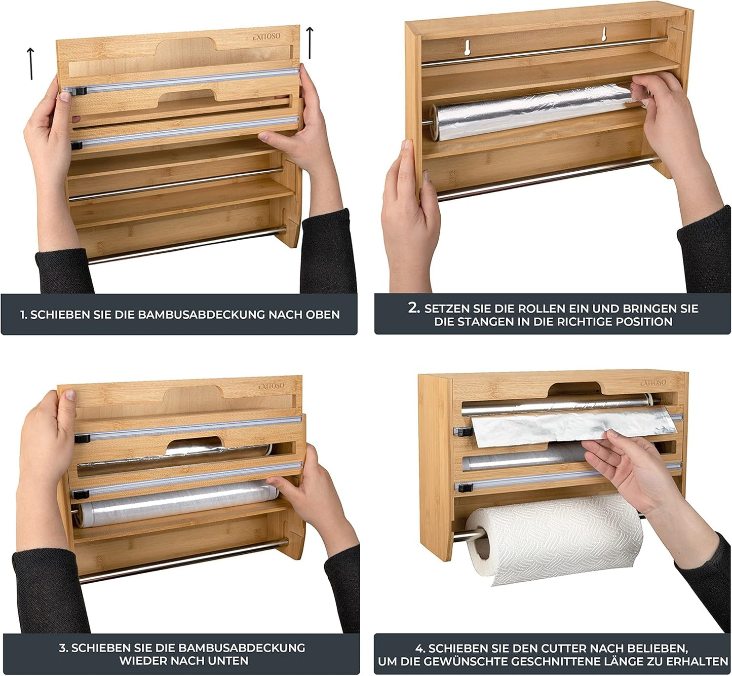 3-in-1 Folienschneider & Küchenrollenhalter, Beige
