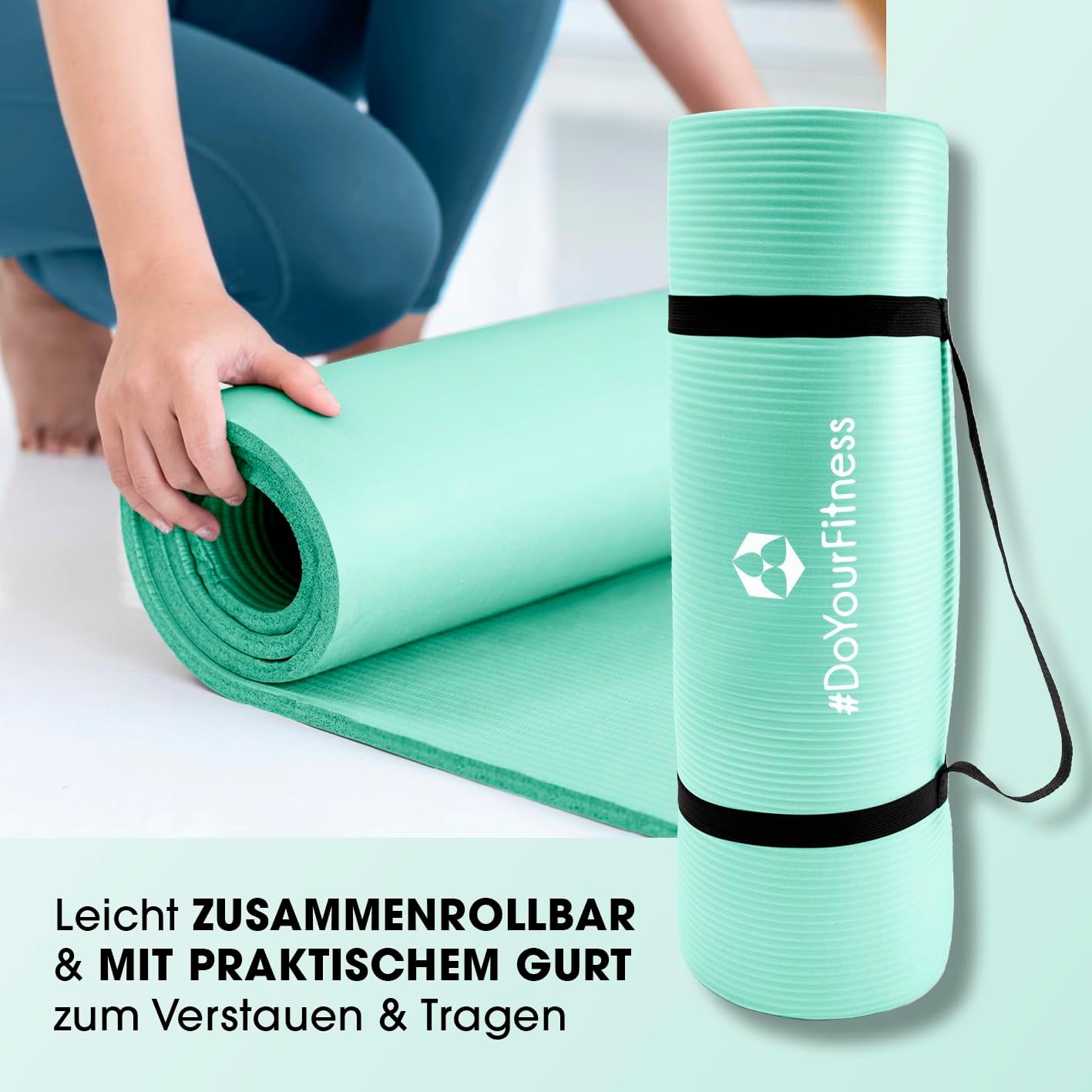 Fitnessmatte rutschfest (183x61cm, 1cm dick), 183 x 61 x 1 cm türkis