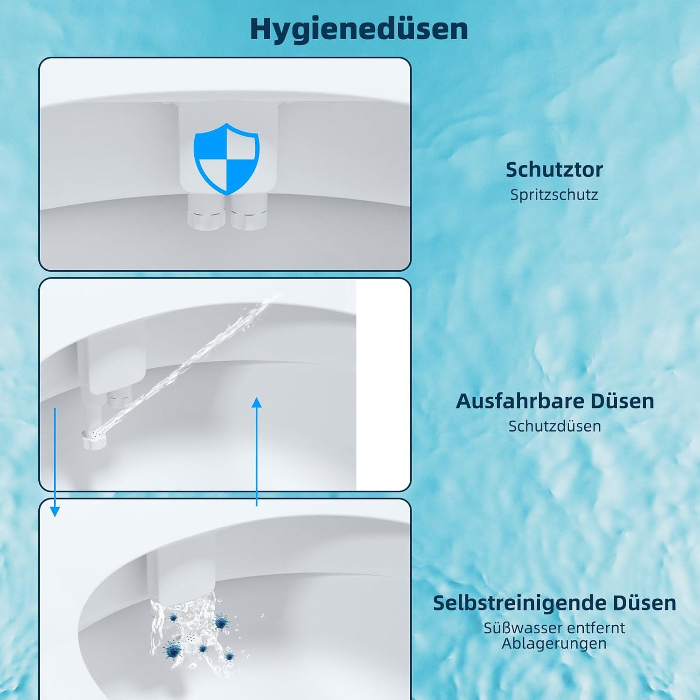 WC-Bidet-Aufsatz mit verstellbarem Wasserstrahl, Bidet Attachment (Verbinder 1/2")