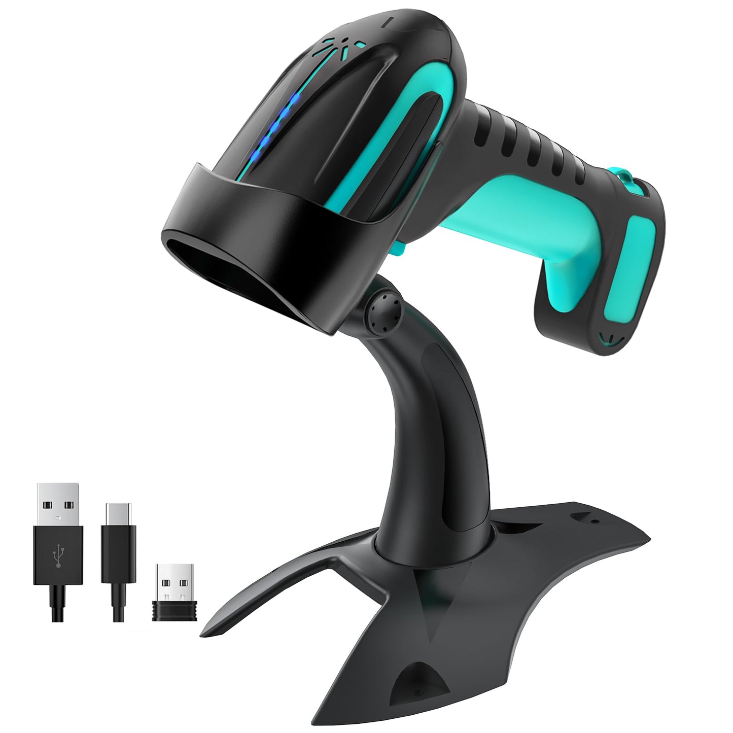 Pro 3 in 1 Barcodescanner 2D/1D kabellos & kabelgebunden, 2D kabellos mit Halterung Blau