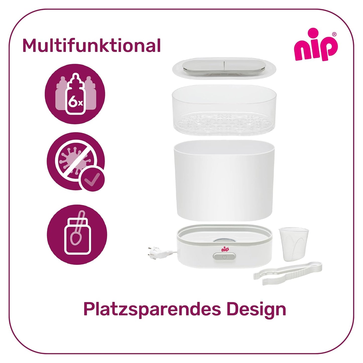 Babyflaschen-Sterilisator für 6 Flaschen und Zubehör