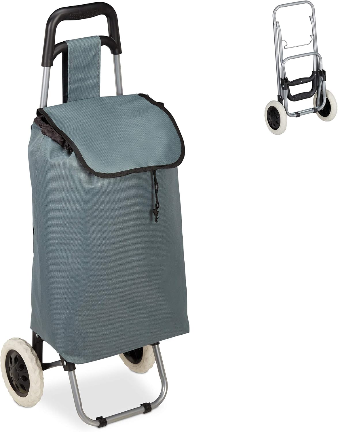 Klappbarer Einkaufstrolley mit Rollen, Grau