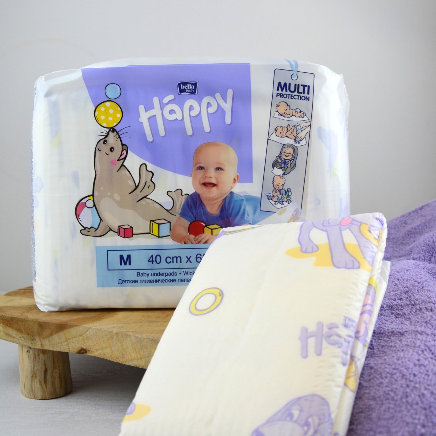 60er-Set Happy Wickelunterlagen, 40x60 cm, 40x60 cm im 2er Pack