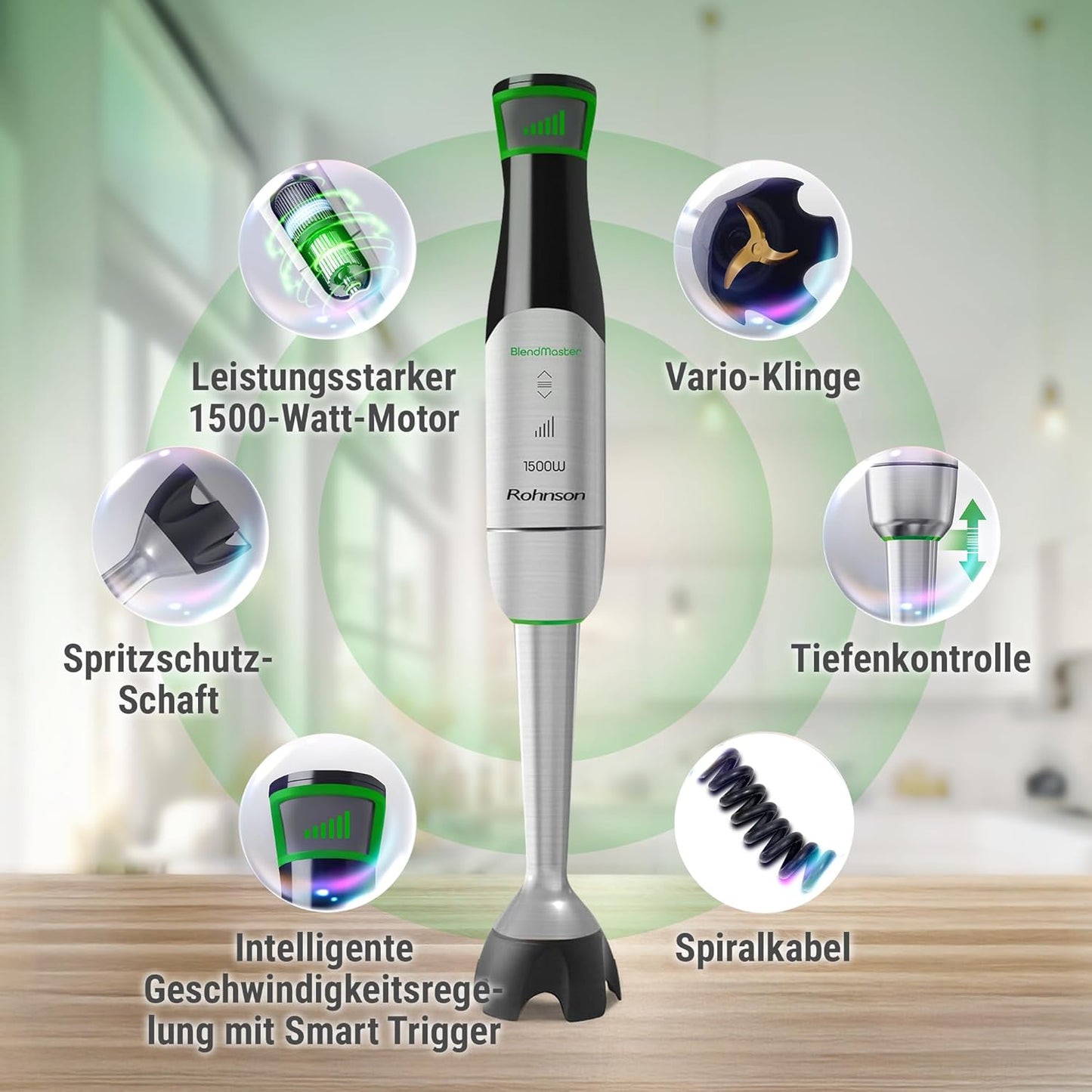 BlendMaster R-5750 Stabmixer-Set mit Vario-Blade Technologie