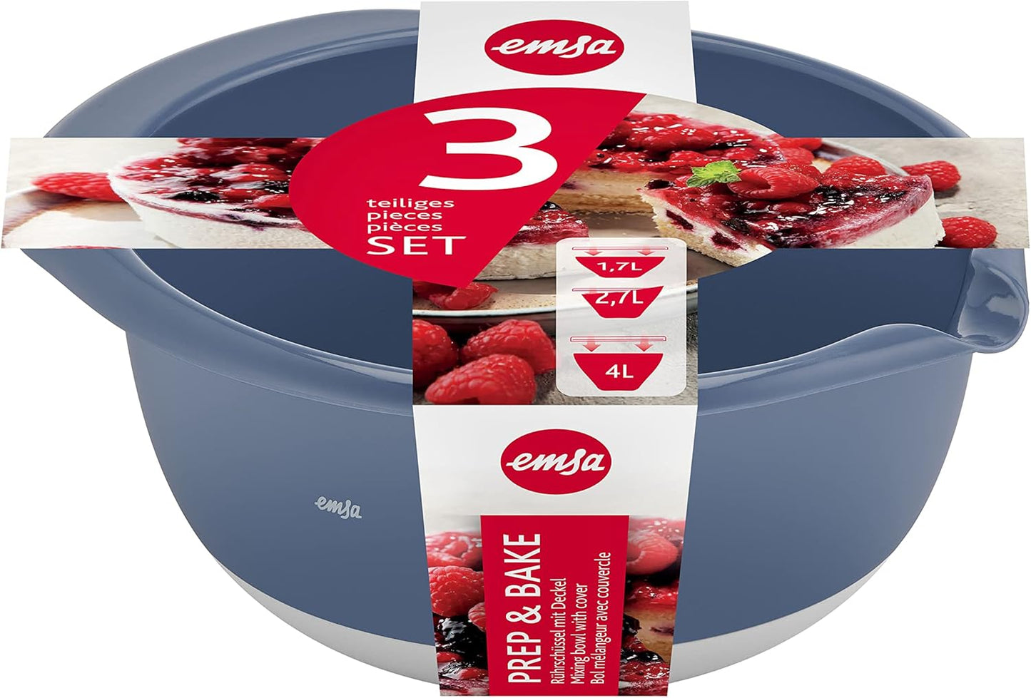 Prep&Bake Rührschüssel-Set (3-teilig), 3er Set (1,4 + 2,8 + 4,7 L)