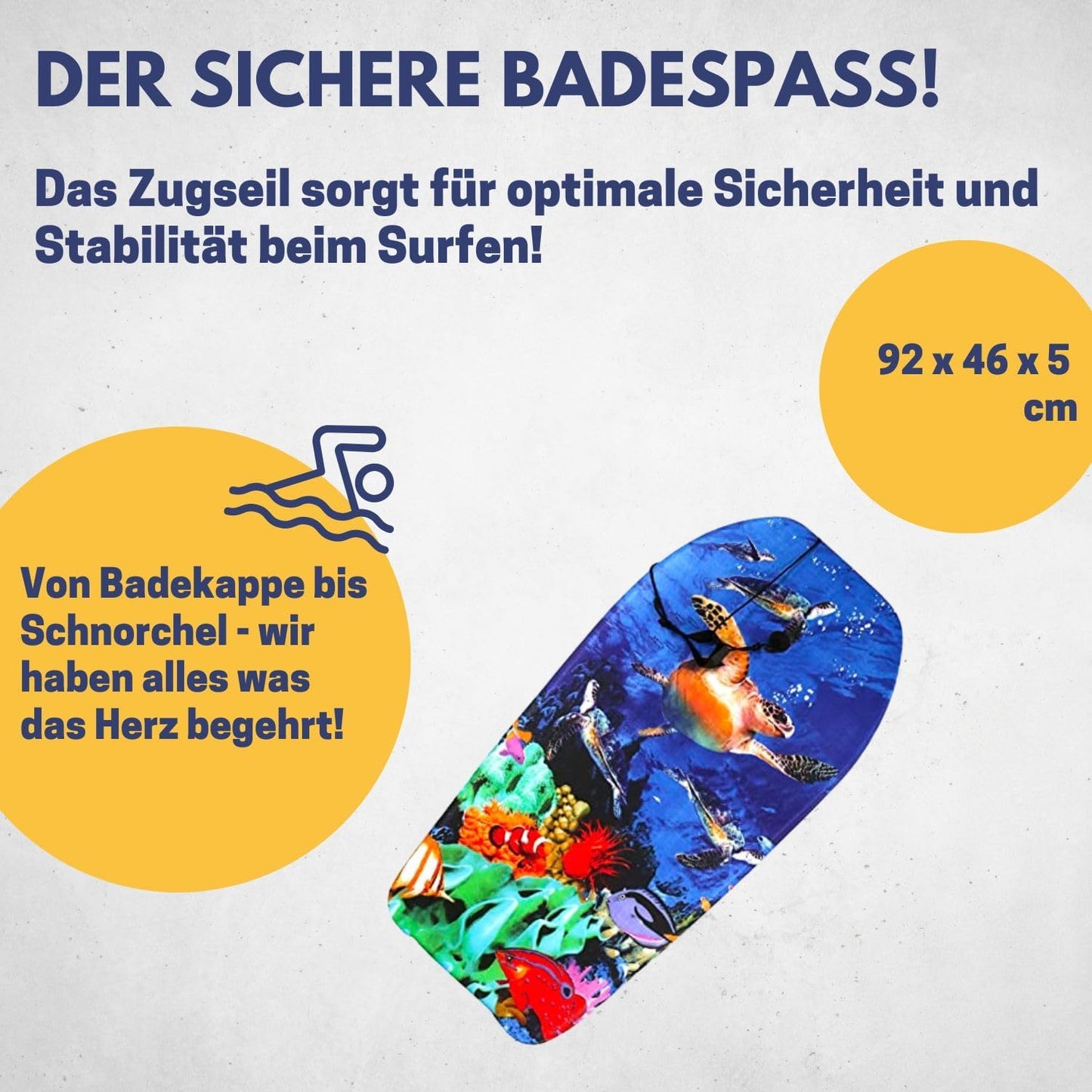 Bodyboard für Kinder mit Leash, Schildkröte
