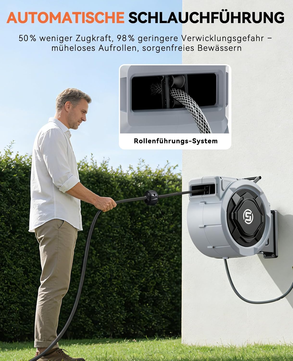 Schlauchtrommel mit Gartenschlauch, 30m, 13mm x 30M