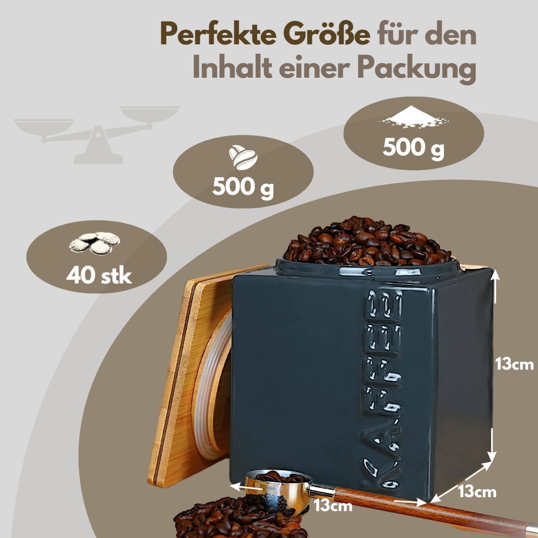 Kaffeedose luftdicht, stapelbar, 500g, Kaffee Anthrazit