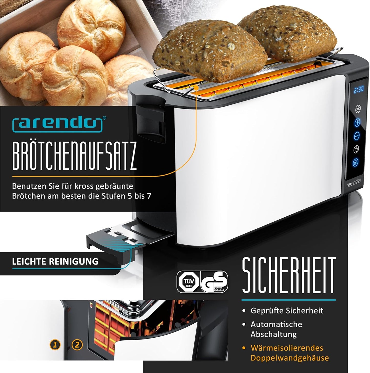 Frühstücksset: Wasserkocher & Toaster mit Temperatureinstellung, C: Set 2