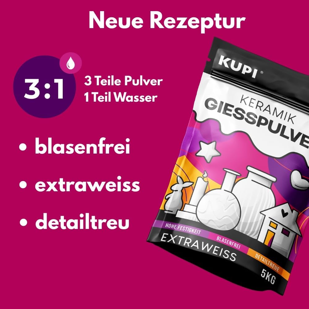 Keramik Giesspulver für Silikonformen, 10kg, weiß 10kg