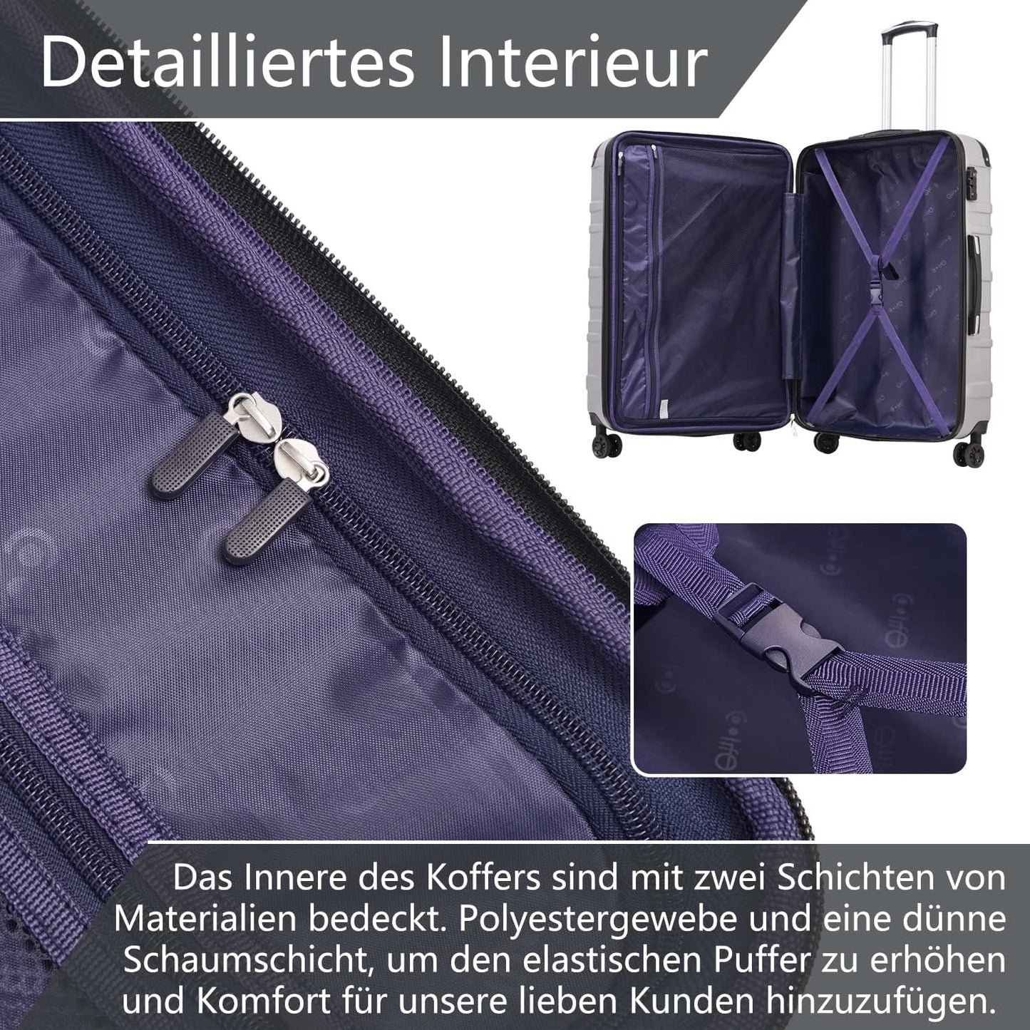 Hartschalen-Reisekoffer, Navy Blau Grosser Koffer