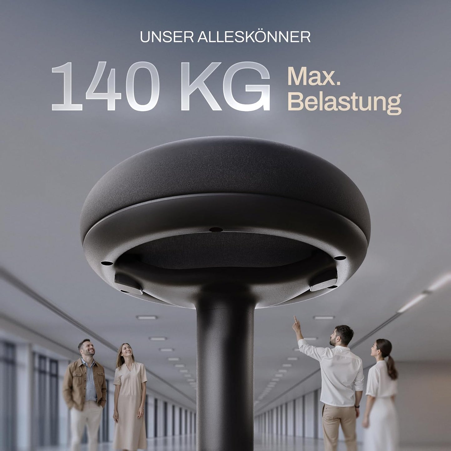 Ergonomischer Bürohocker, Onyx Schwarz