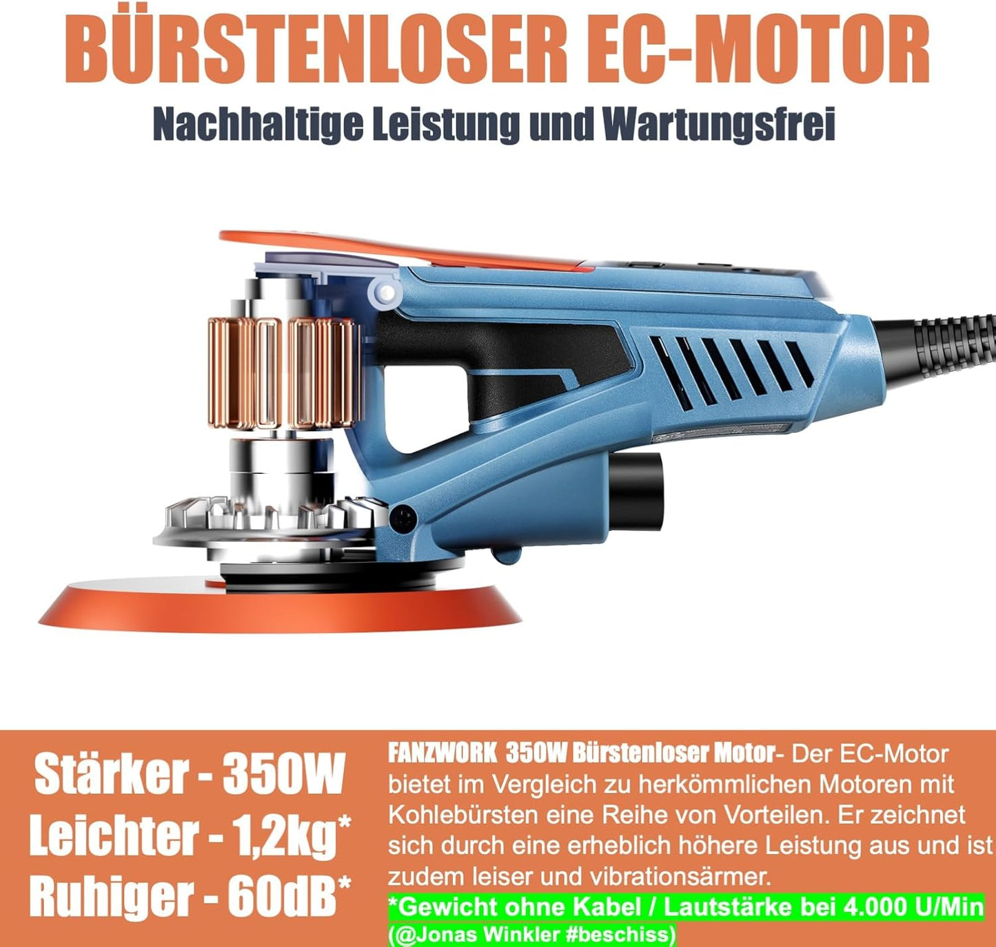 Exzenterschleifer mit zwei Schleiftellern, Set mit 150/125mm Teller