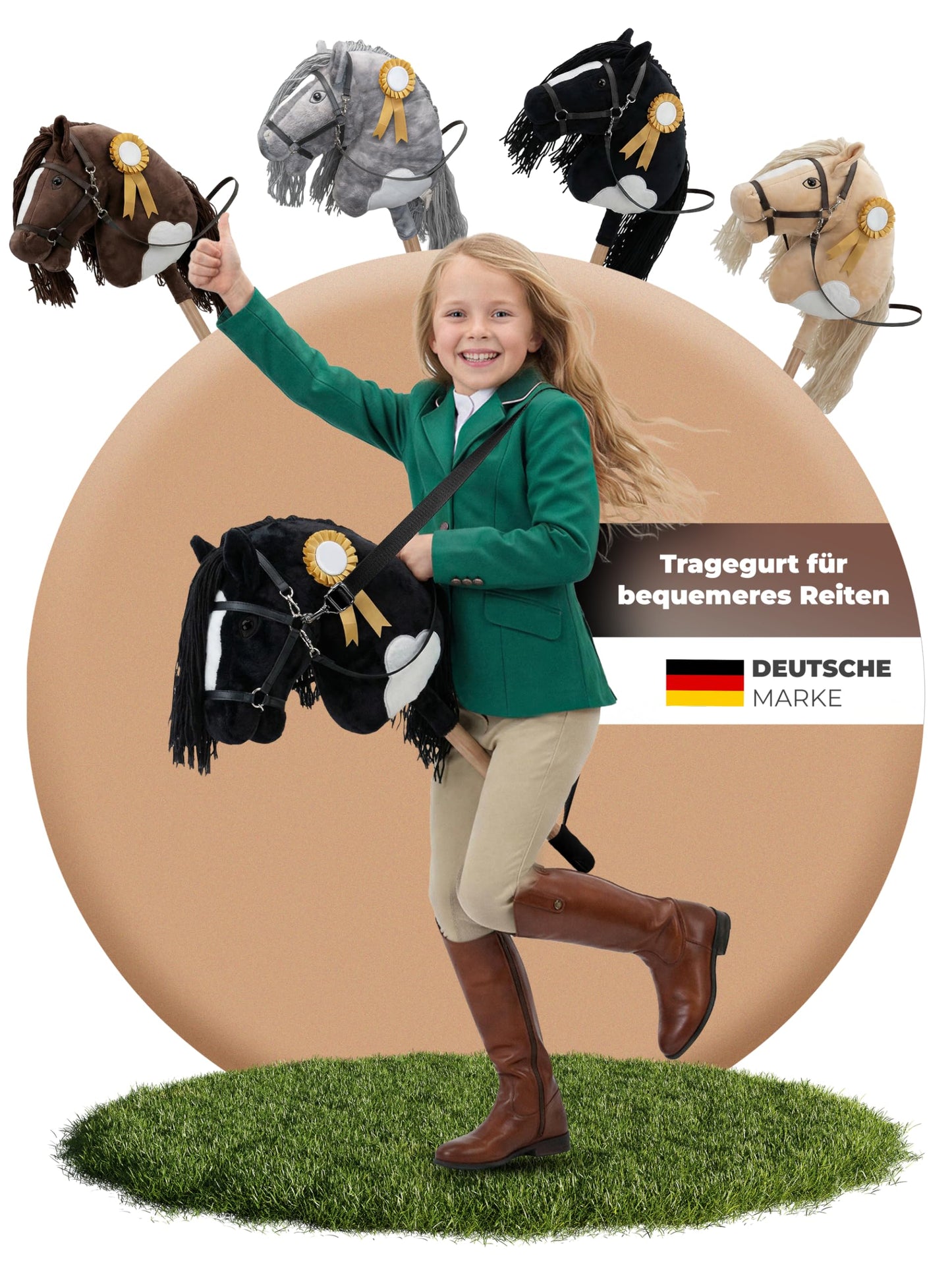 Hobby Horse Steckenpferd für Kinder, Schwarz & Weiss