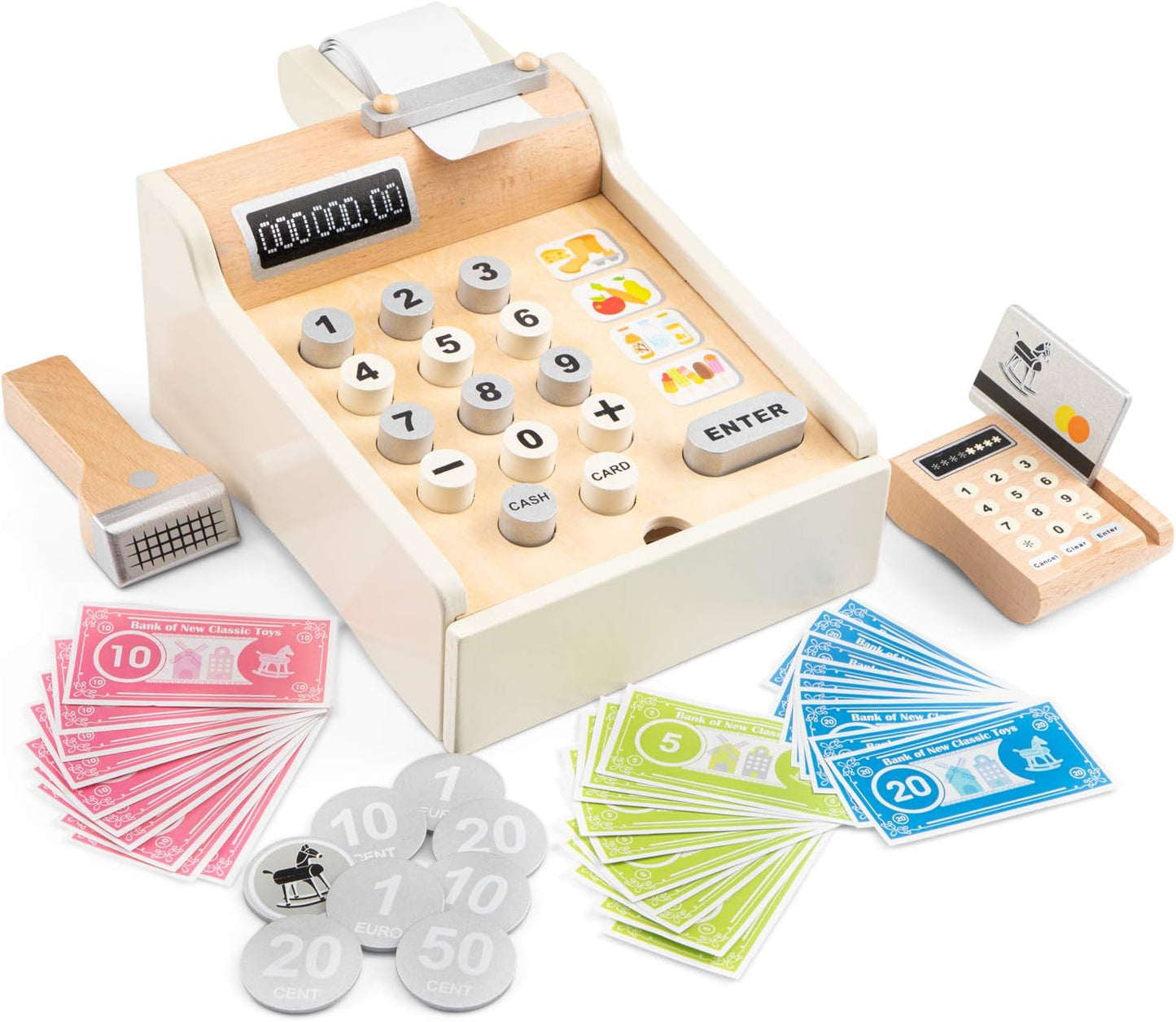 Spiel-Kasse mit Spielgeld und Zubehör, Weiß