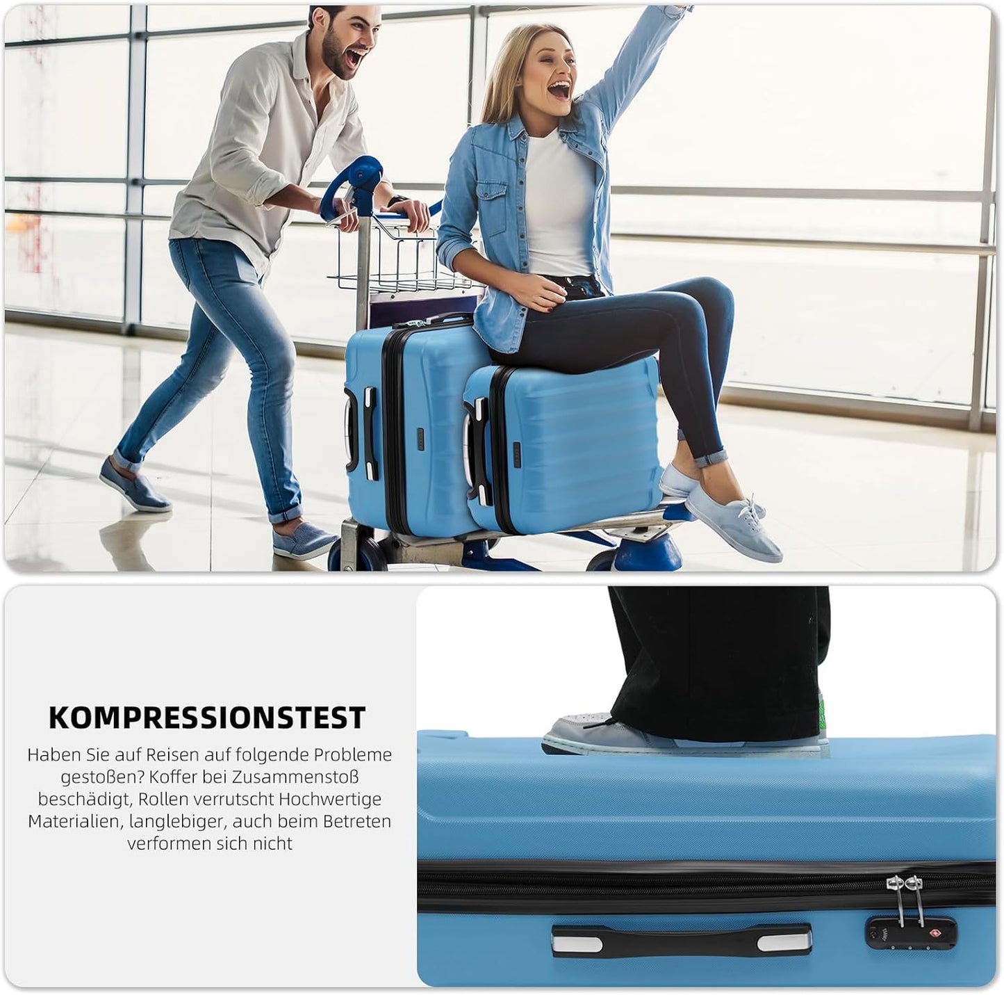 3-teiliges Hartschalen-Kofferset, Türkis