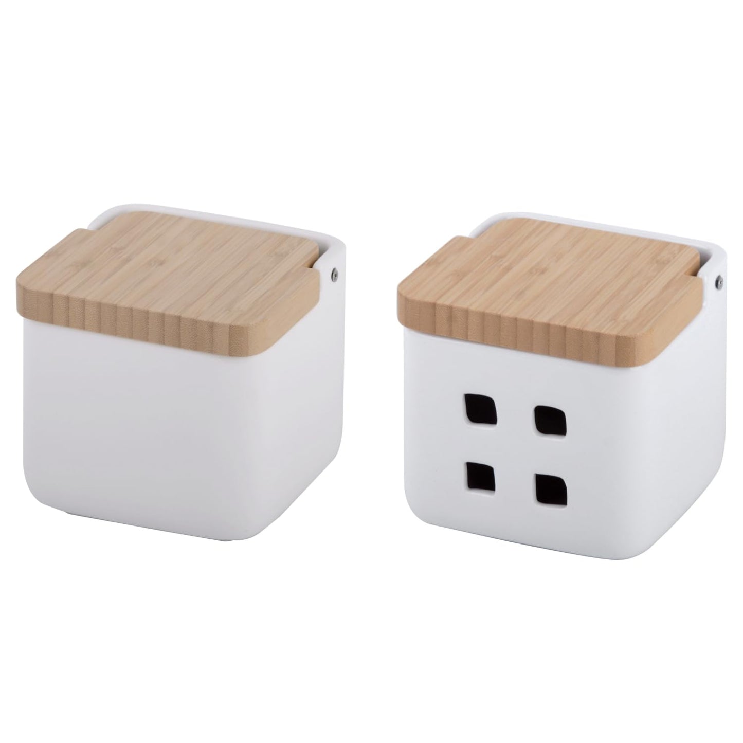 Salz- und Knoblauchdose, Set 2 Weiss
