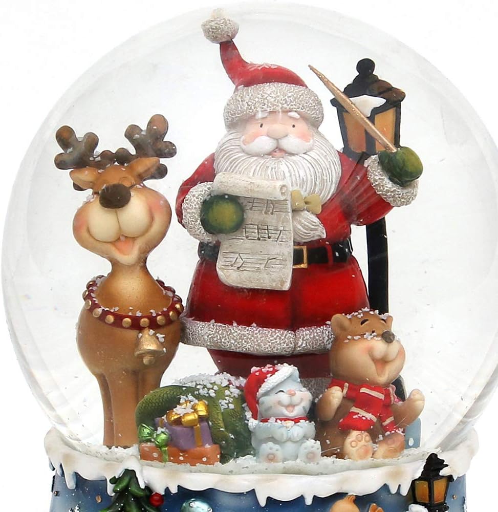 Schneekugel Santa mit Elch, Santa mit Elch