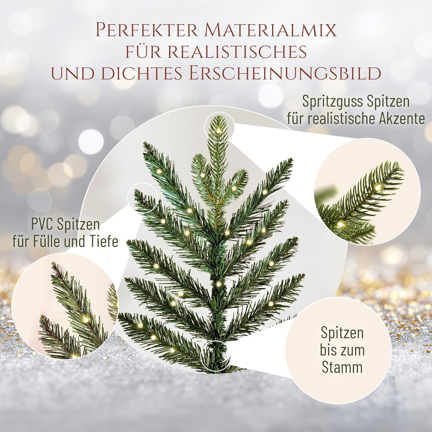 Künstlicher Weihnachtsbaum mit Beleuchtung (180 cm), 180 cm