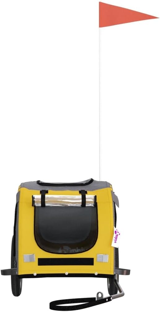 Hundefahrradanhänger Chrystal mit Reflektoren und Flagge, 124 x 53 x 53 cm Gelb