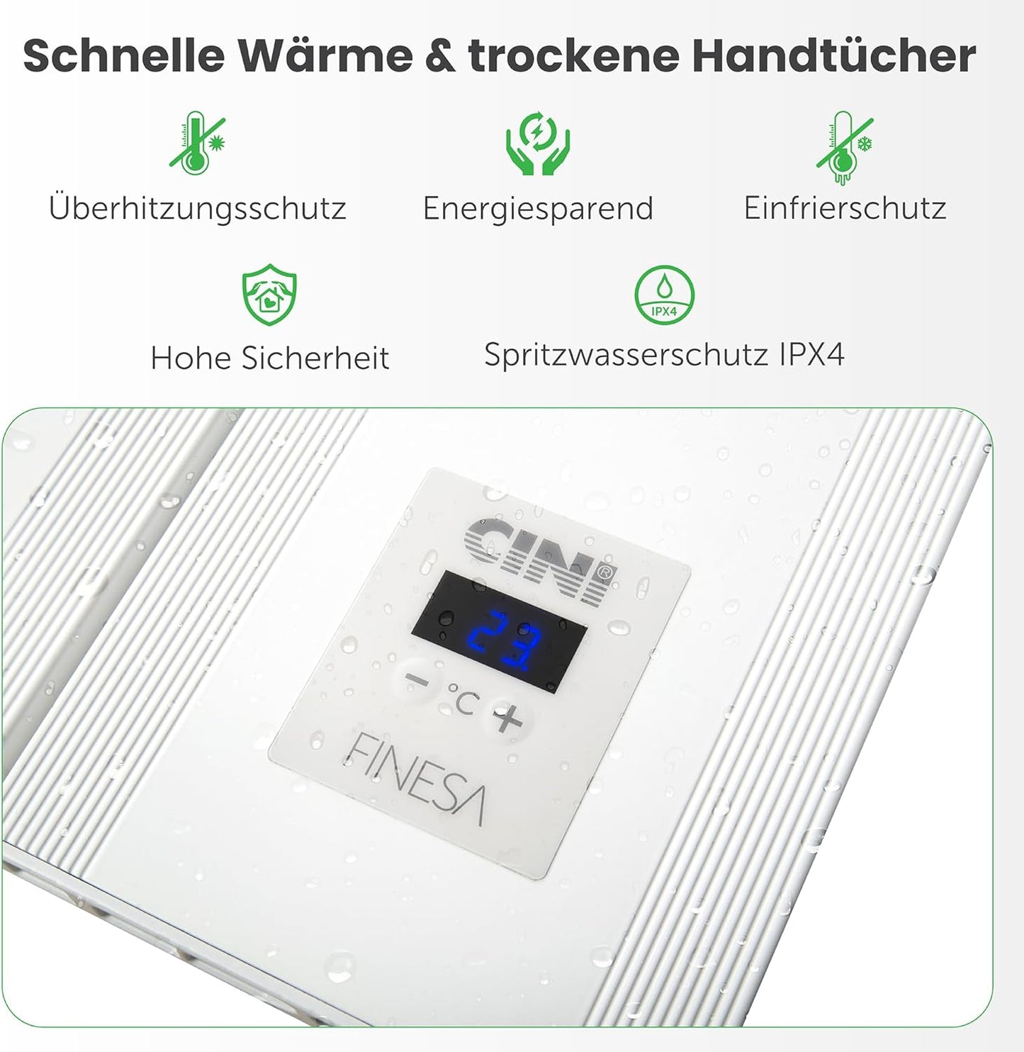 Badheizkörper mit Thermostat FNE D12, Weiss 1200 x 408