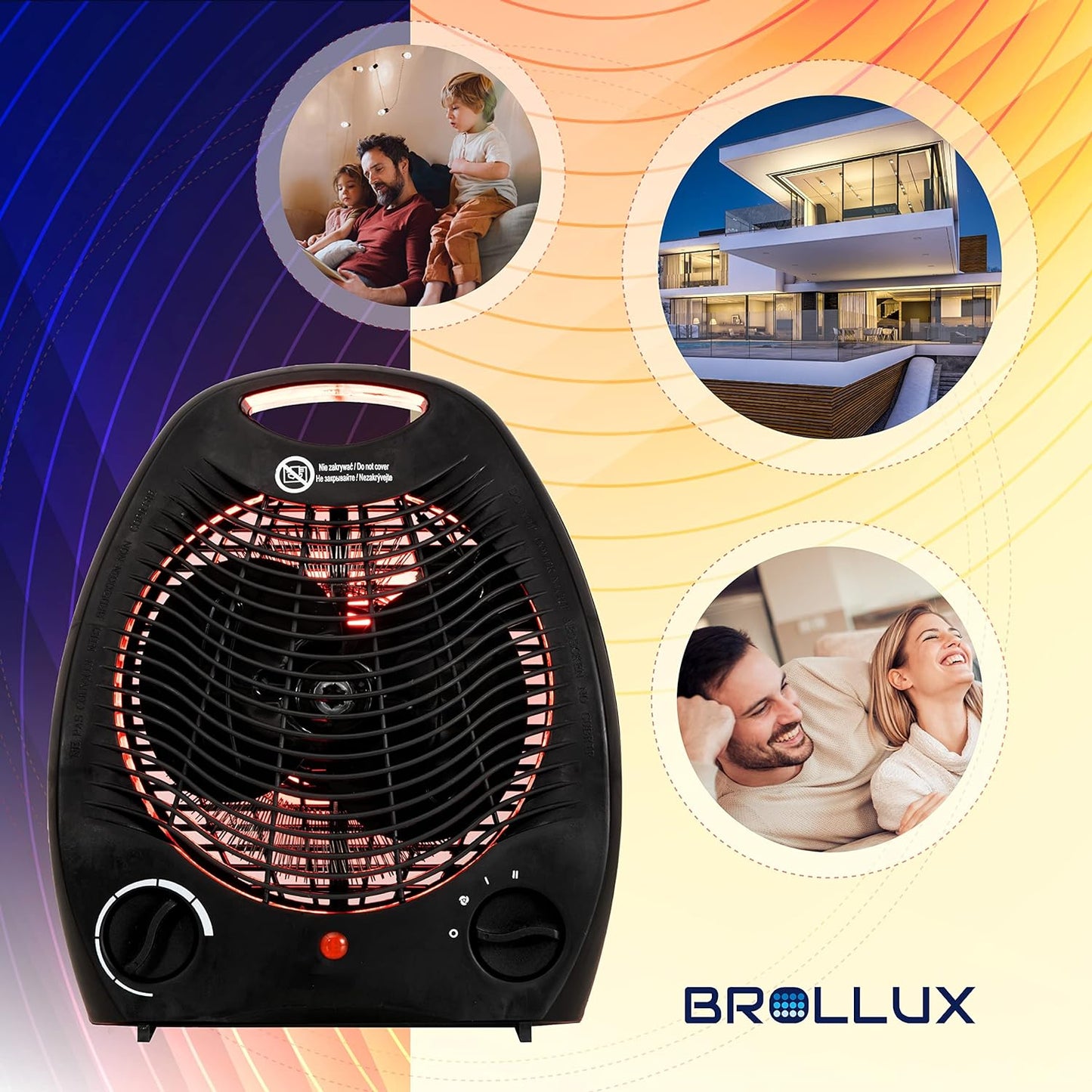 2x Thermoventilator, 2KW Lüfter Schwarz 2x
