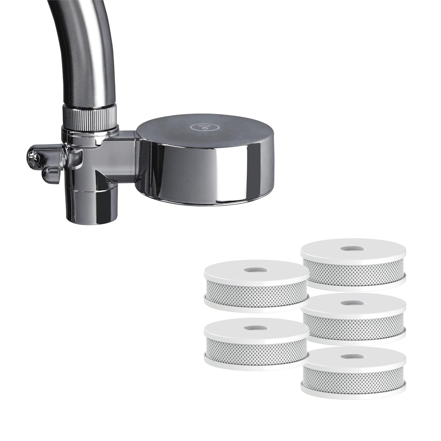 EcoPro Compact Wasserfilter-Set (inkl. 6 Kartuschen), Verchromt + 6 Ersatzkartuschen