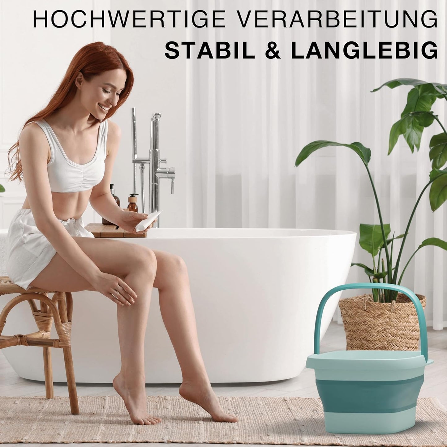 Faltbare Fussbadewanne mit Massage-Noppen, Grün