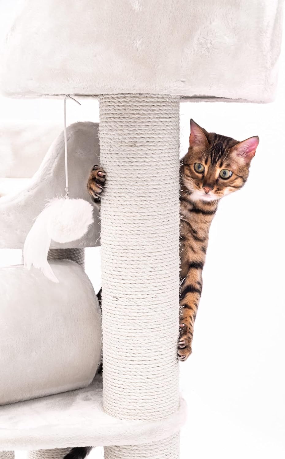 Kompakter Kratzbaum für Seniorenkatzen, Creme