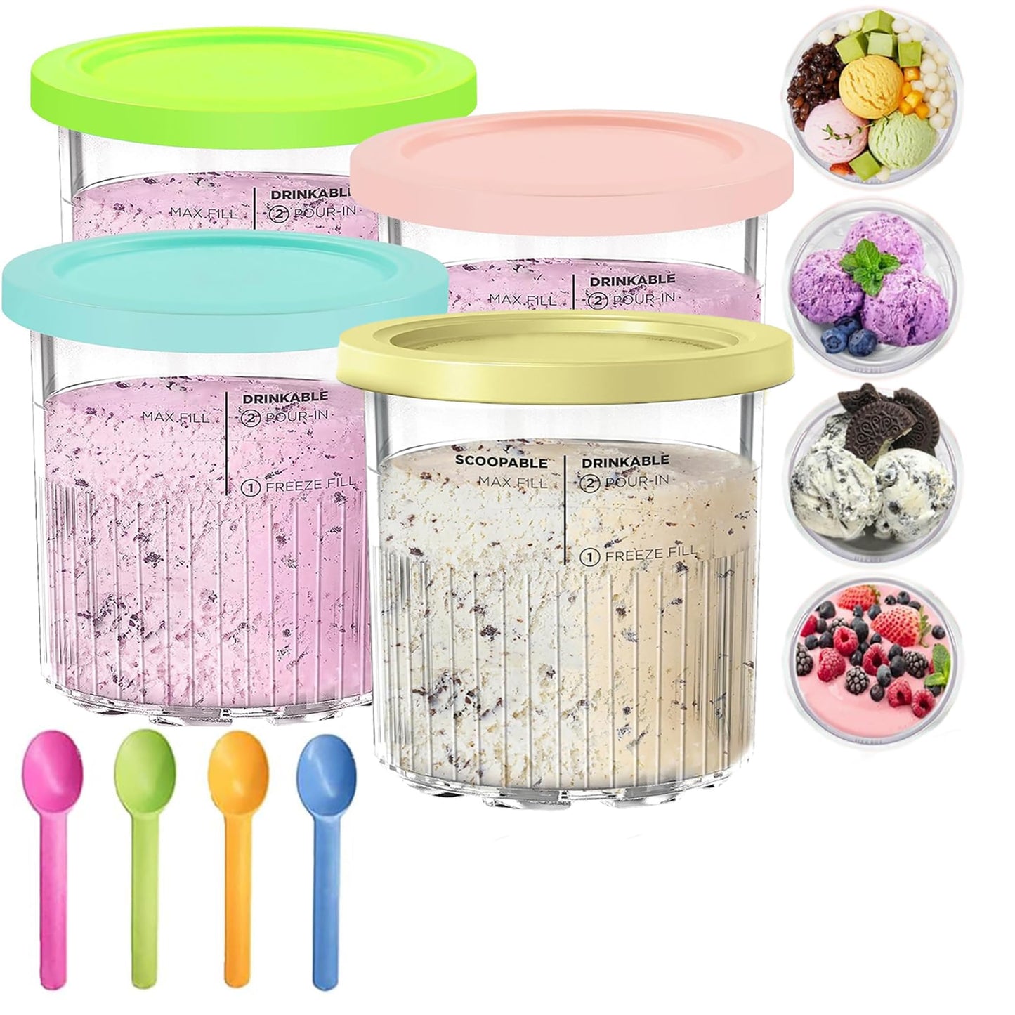 Eiscreme-Behälter-Set mit Löffeln