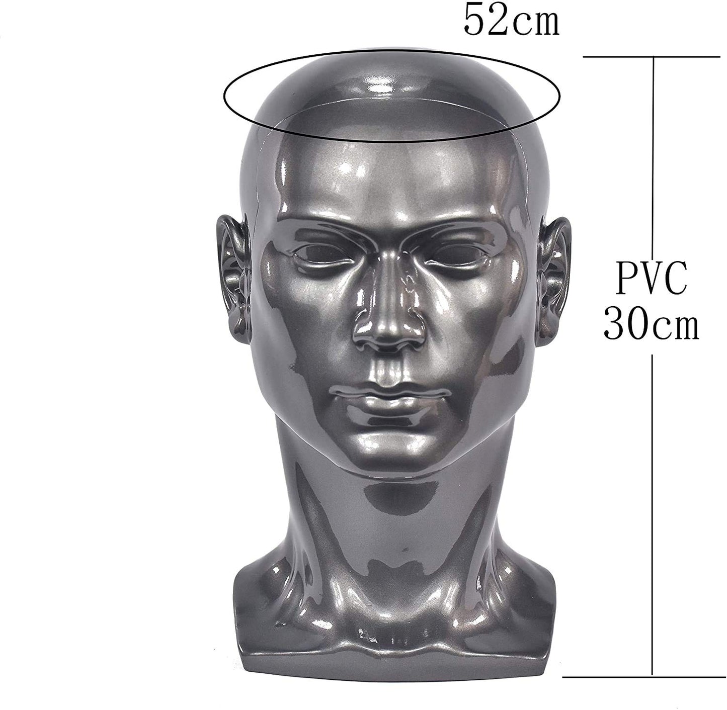 Männlicher Schaufensterpuppenkopf, Helles Schwarz PVC