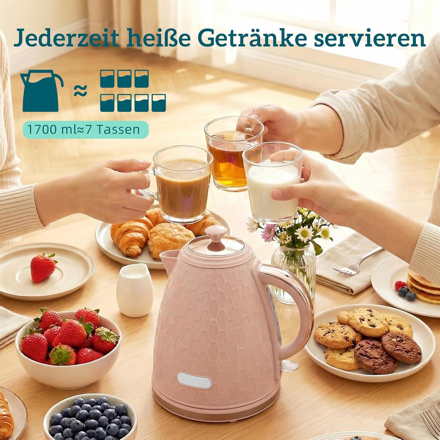 Wasserkocher- und Toaster-Set, Rosa