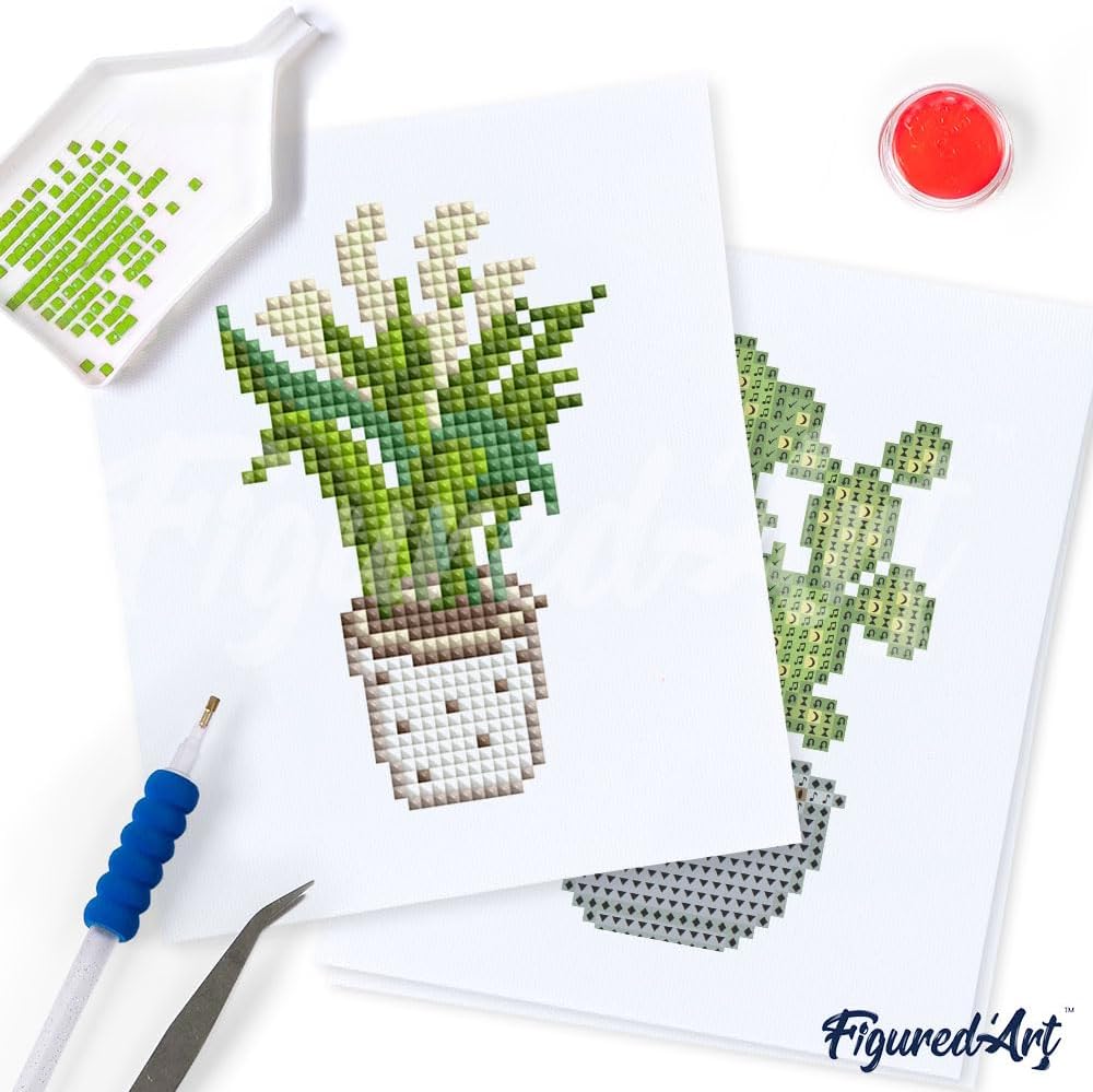 Mini Serie Diamond Painting Set mit 12 Stück, Pflanzen PROBLEMYOUMUSTCHECK