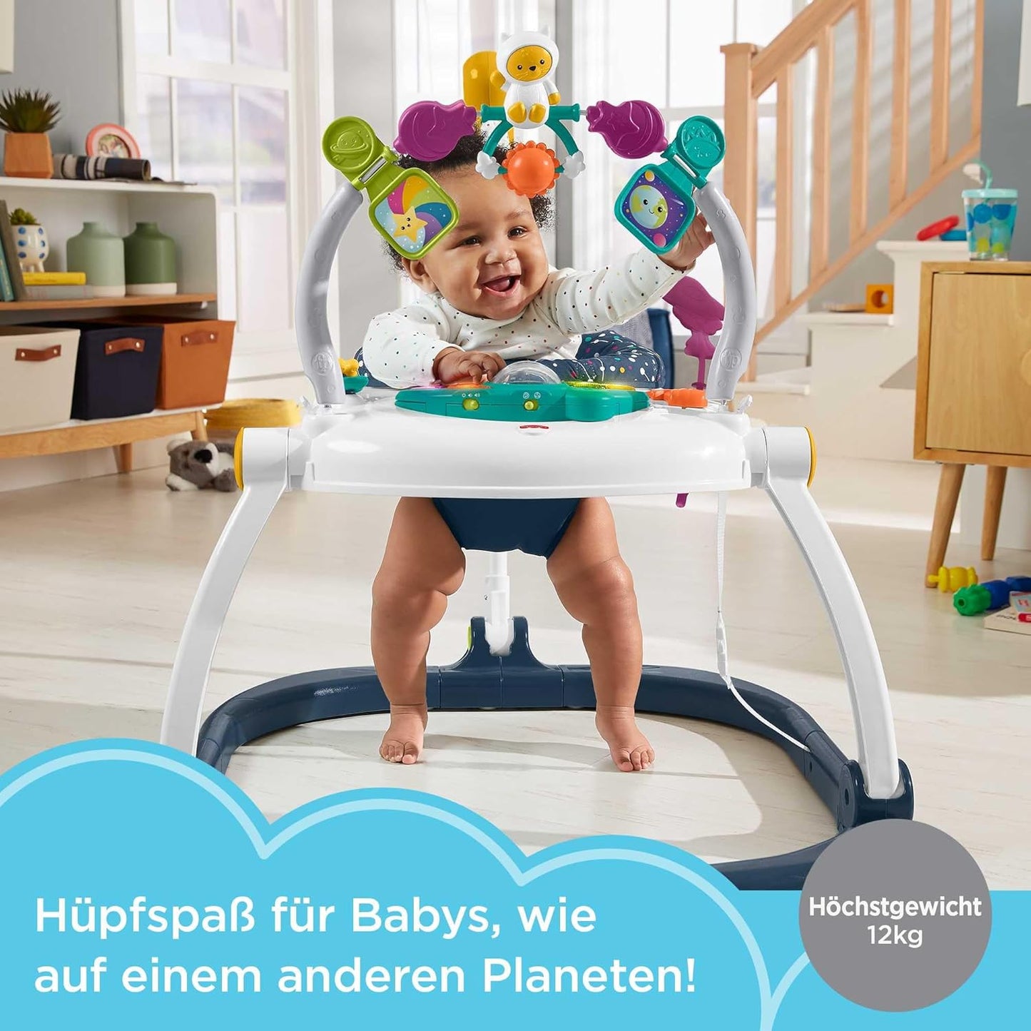 HPH46 Jumperoo Astrokätzchen Wippe & Spielcenter mit Licht & Sound, Reduzierte Verpackung