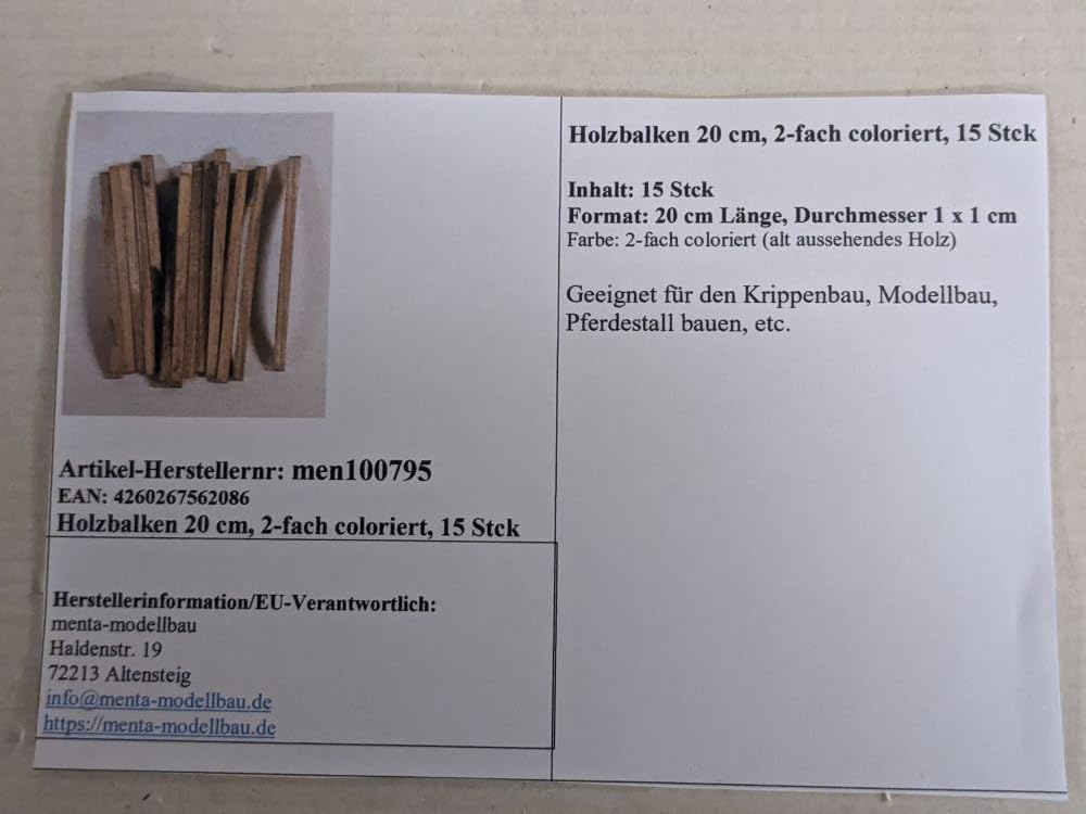 15-teiliges Holzbalken-Set für Krippenbau