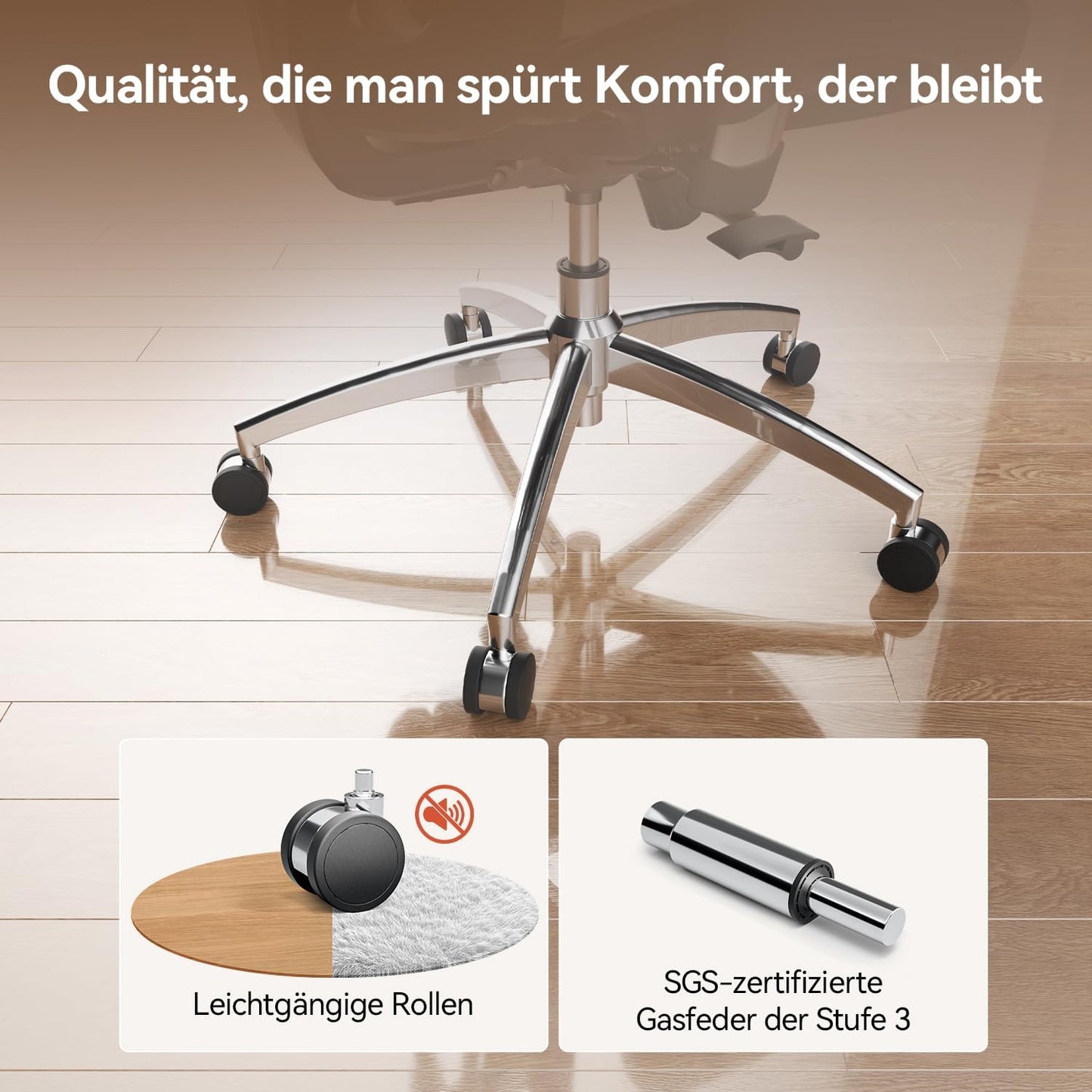Ergonomischer Bürostuhl M57 mit 3D-Armlehnen und Lendenstütze, Schwarz M57